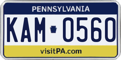PA license plate KAM0560