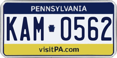 PA license plate KAM0562