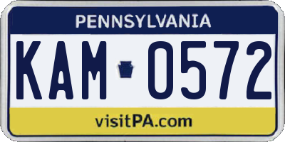 PA license plate KAM0572