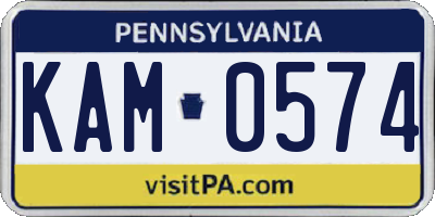 PA license plate KAM0574
