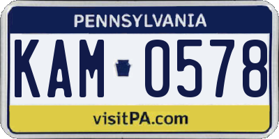 PA license plate KAM0578
