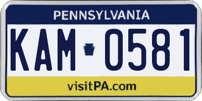 PA license plate KAM0581