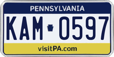 PA license plate KAM0597