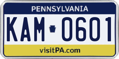 PA license plate KAM0601