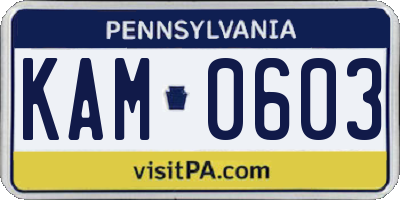 PA license plate KAM0603