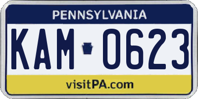 PA license plate KAM0623