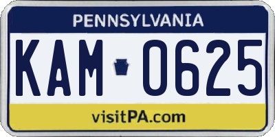 PA license plate KAM0625