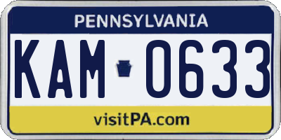 PA license plate KAM0633