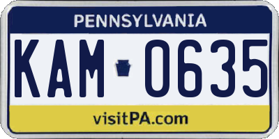 PA license plate KAM0635