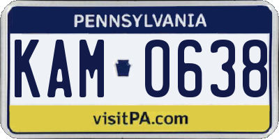 PA license plate KAM0638