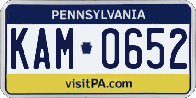 PA license plate KAM0652