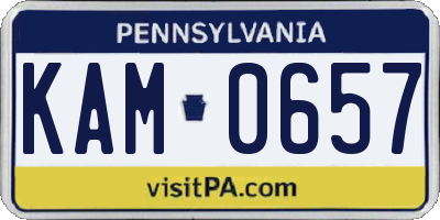 PA license plate KAM0657