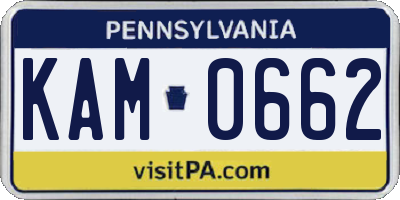 PA license plate KAM0662