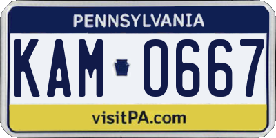 PA license plate KAM0667