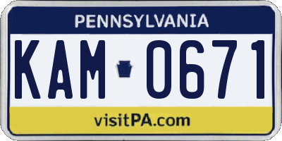 PA license plate KAM0671