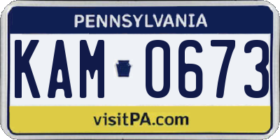 PA license plate KAM0673