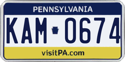PA license plate KAM0674
