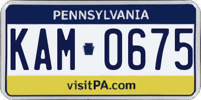 PA license plate KAM0675