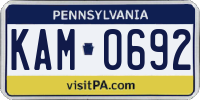 PA license plate KAM0692