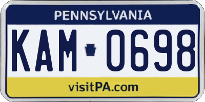 PA license plate KAM0698