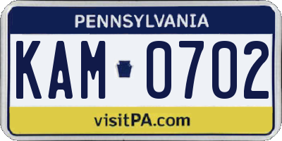 PA license plate KAM0702
