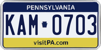 PA license plate KAM0703