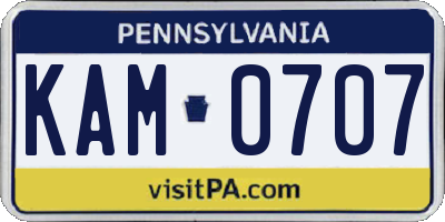 PA license plate KAM0707
