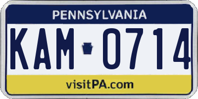 PA license plate KAM0714