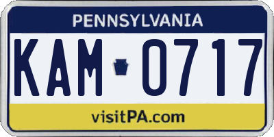 PA license plate KAM0717