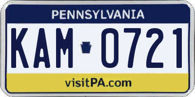 PA license plate KAM0721