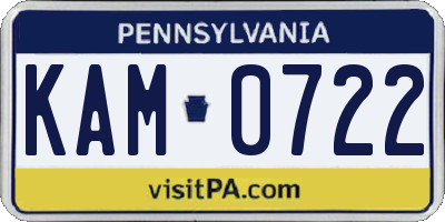 PA license plate KAM0722