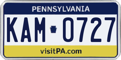 PA license plate KAM0727