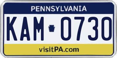 PA license plate KAM0730