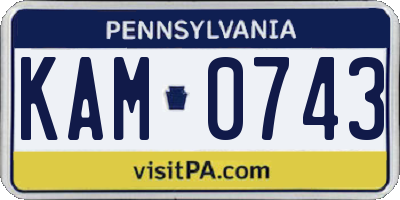 PA license plate KAM0743