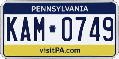 PA license plate KAM0749