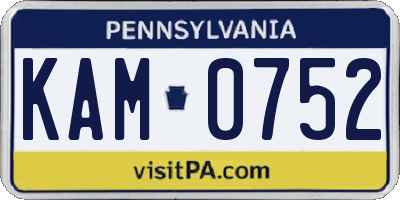 PA license plate KAM0752