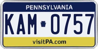 PA license plate KAM0757