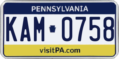 PA license plate KAM0758
