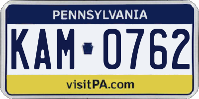 PA license plate KAM0762