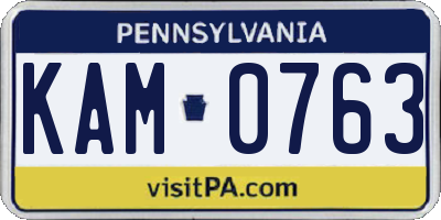 PA license plate KAM0763