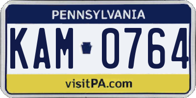 PA license plate KAM0764
