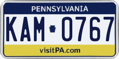 PA license plate KAM0767