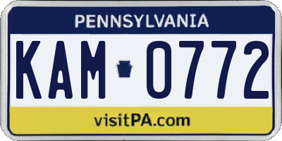 PA license plate KAM0772