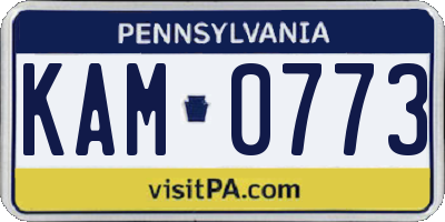PA license plate KAM0773