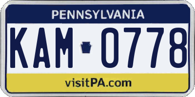 PA license plate KAM0778