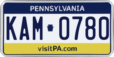 PA license plate KAM0780