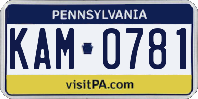PA license plate KAM0781