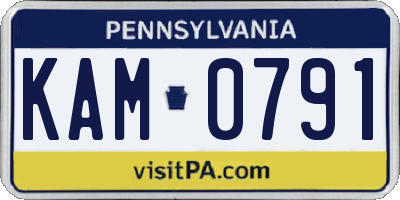 PA license plate KAM0791