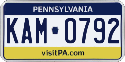 PA license plate KAM0792