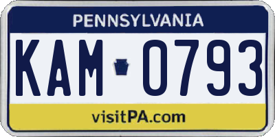 PA license plate KAM0793